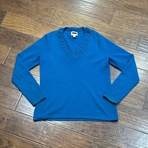 Charter Club Women’s Deep Blue V-Neck Sweater 3 ply‎ 100% Cashmere